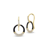 Black Enamel Open Circle Drop Earrings