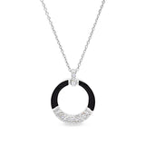 Black Enamel Open Circle Pendant