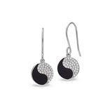 Black Enamel Yin Yang Drop Earrings
