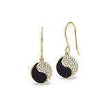 Black Enamel Yin Yang Drop Earrings