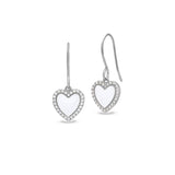 White Enamel Heart Drop Earrings