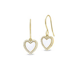 White Enamel Heart Drop Earrings