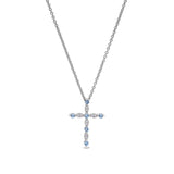 March Birthstone Cross Pendant