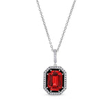Ruby and Black Enamel Octagon Pendant