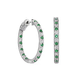 Simuated Emerald Hoop Earrings