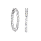 Large Hoop Earrings with Prong Set Inside Out Simulated Diamonds