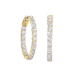 Large Hoop Earrings with Prong Set Inside Out Simulated Diamonds