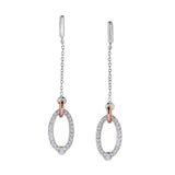 Two Tone Open Oval Chain Drop Earrings