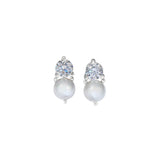 Pearl and Simulated Diamond Stud Earrings