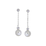 Single Chain Simulated Diamond and Pearl Drop Earrings