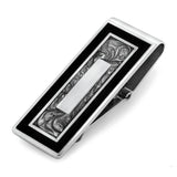 Black and Grey Marble Lacquer Hinged Money Clip