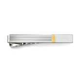 Two Tone Striped Tie Bar with Polished End
