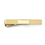 Striped Tie Bar with Polished Rectangle Center