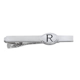 Polished Tie Bar with Oval Accent Engraved Initials