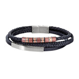 Black Leather Three Cord Bracelet