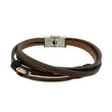 Brown Leather Three Cord Bracelet
