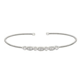 Single Cable Cuff Bracelet with Marquis and Round Design