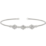 Single Cable Cuff Bracelet with Three Clusters