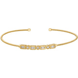 Single Cable Cuff Bracelet with Rectangle and Round Stone Pattern