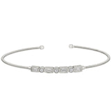 Single Cable Cuff Bracelet with Rectangle and Round Stone Pattern