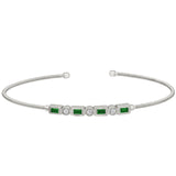 Single Cable Cuff Bracelet with Rectangle and Round Stone Pattern
