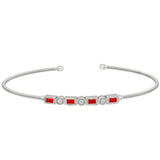 Single Cable Cuff Bracelet with Rectangle and Round Stone Pattern
