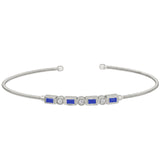 Single Cable Cuff Bracelet with Rectangle and Round Stone Pattern