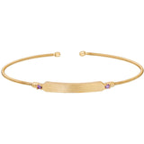 Engravable Name Plate Cuff Bracelet - Amethyst