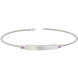 Engravable Name Plate Cuff Bracelet - Amethyst