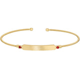 Engravable Name Plate Cuff Bracelet - Ruby