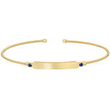 Engravable Name Plate Cuff Bracelet - Sapphire