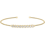 Single Cable Cuff Bracelet with Beaded Bezel Set Stones