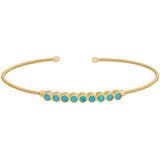 Single Cable Cuff Bracelet with Beaded Bezel Set Stones