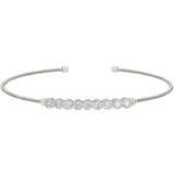 Single Cable Cuff Bracelet with Beaded Bezel Set Stones