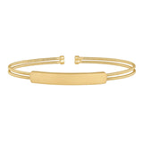 Two Cable Cuff Bracelet with Engravable Name Plate