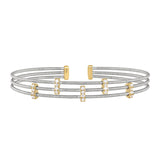 Three Cable Cuff Bracelet with Five Vertical Bars