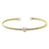 Two Cable Cuff Bracelet with Heart