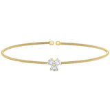 Single Cable Cuff Bracelet with Three Stone Design