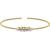 Single Cable Cuff Bracelet with Leaf Pattern