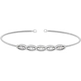 Single Cable Cuff Bracelet with Five Marquise Shapes