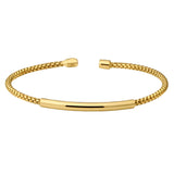 Box Link Cuff Bracelet with Polished Bar