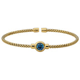 Box Link Cuff Bezel Set Birthstone Bracelet - December