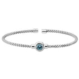 Box Link Cuff Bezel Set Birthstone Bracelet - March