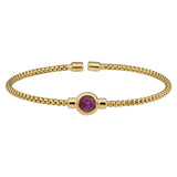 Box Link Cuff Bezel Set Birthstone Bracelet - July