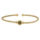 Box Link Cuff Bezel Set Birthstone Bracelet - August