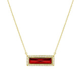 Birthstone Necklace with Rectangle Stone - January