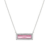 Birthstone Necklace with Rectangle Stone - October