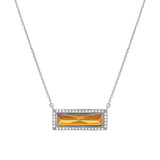 Birthstone Necklace with Rectangle Stone - November