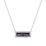 Birthstone Necklace with Rectangle Stone - February