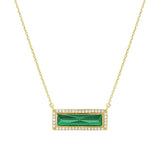 Birthstone Necklace with Rectangle Stone - May